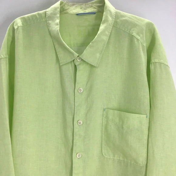 Tommy Bahama Men’s Relax 100% Linen Button-Down Shirt Light Green Size 4XT - Picture 3 of 9